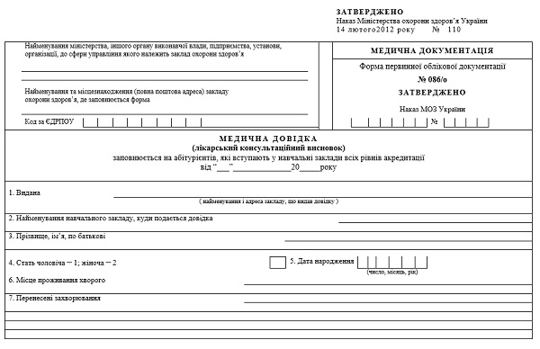 купити довідку 086